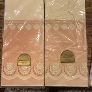 TWO 2 VTG HALLMARK Large Paper Table Cover, SEA SHELL BEACH, 60” X 102”, NEW!!